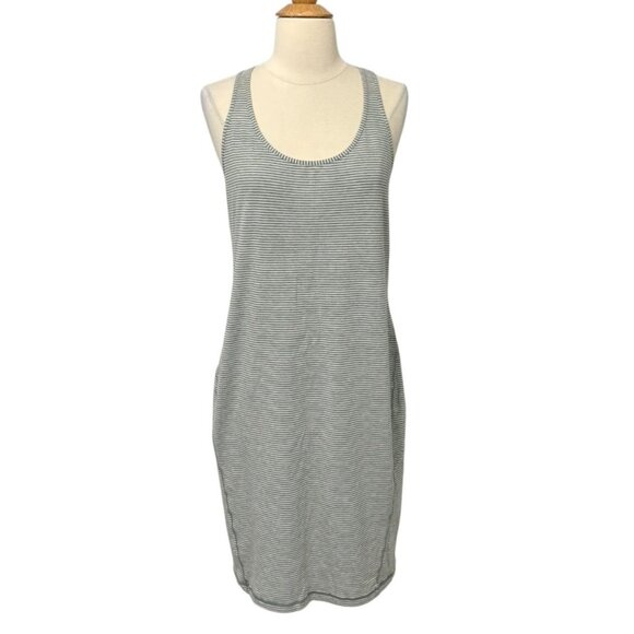 Lululemon Go For It Dress Hyper Stripe Heathered Medium Grey White Soft Size 10 - Picture 1 of 9